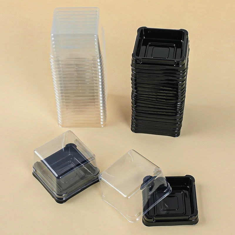 50 stücke Mini quadratische Dessert Kuchen Box Container transparente Cupcake Back verpackungen Boxen Hochzeits feier liefert Geburtstags geschenk box – Detail 6