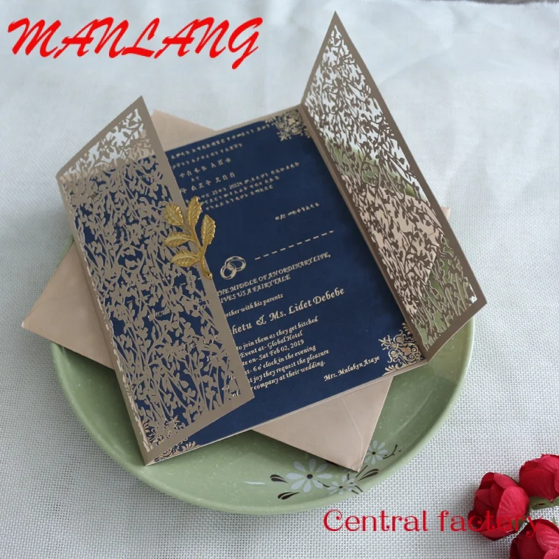 

Custom Cheap Invitation Cards Custom Print Luxury Laser Cut Wedding Invitations with Envelope