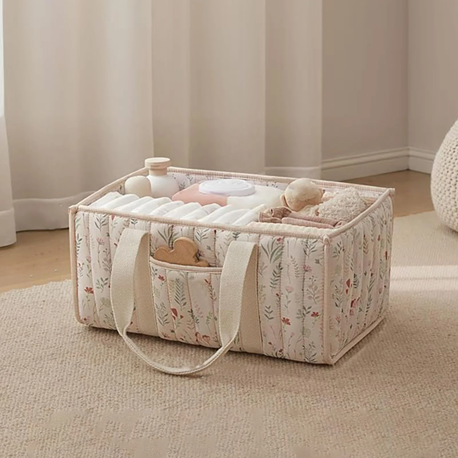 꽃무늬 기저귀 정리함, 세련된 베이비 샤워 선물 바구니 가방,  여자  필수품 ..