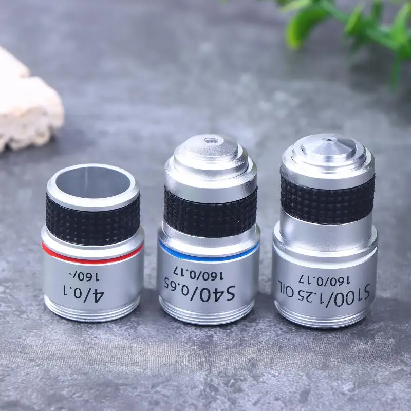4X 40X 100X Achromatic Objective Lens, Durable Microscope Lens Adapters