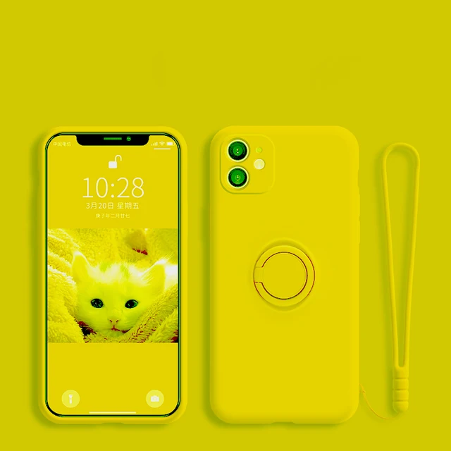 Magnetic Silicone Case For Samsung Galaxy S20 S21 FE Note 20 S22 Ultra S20FE A52 A72 S10 S9 Plus S21FE Luxury Covers Ring Holder Yellow