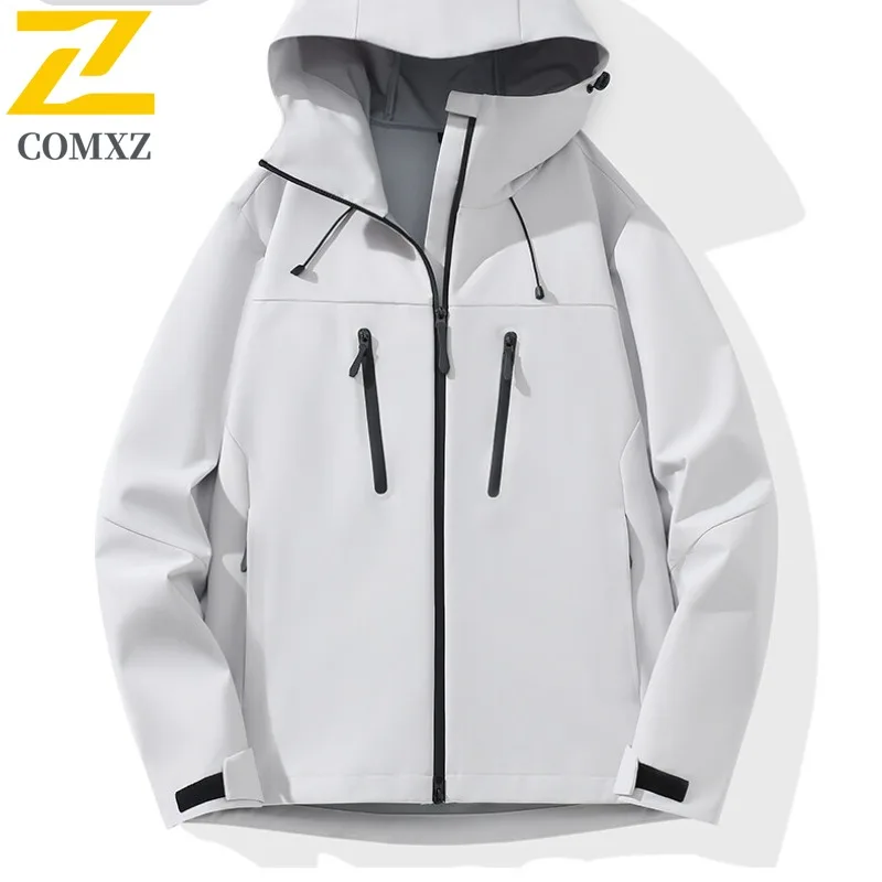 Men's Outdoor Windbreaker Jacket Spring Autumn Waterproof Windproof Hooded Casual Sporty Couple Hiking Camping Lightweight Coat