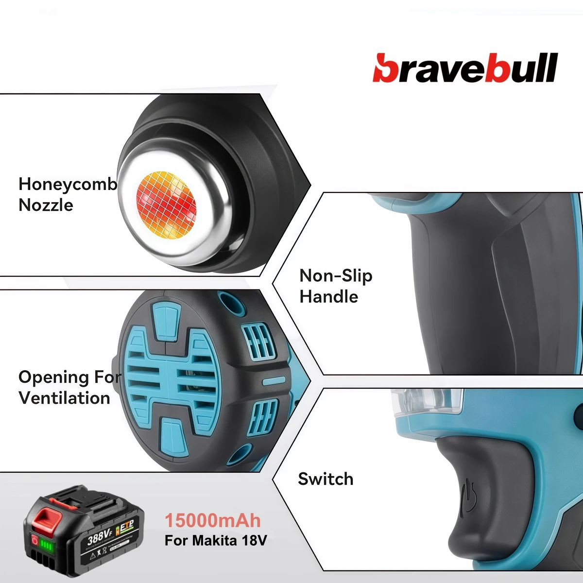 Makita DHG181ZK Soffiatore Ad Aria Calda A Batteria - Foto 8