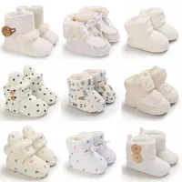 2022 Baby Autumn Winter Boots Baby Girl Boys Winter Warm Shoes Solid Fashion Toddler Fuzzy Balls First Walkers Kid Shoes 0-18M 1