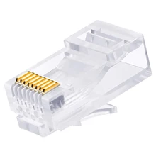 

100 Pcs Cat 6 Cable RJ45 connector 8P8C modular crystal head network cable plug gold-plated Category Cat6 1000M connector 50PCS