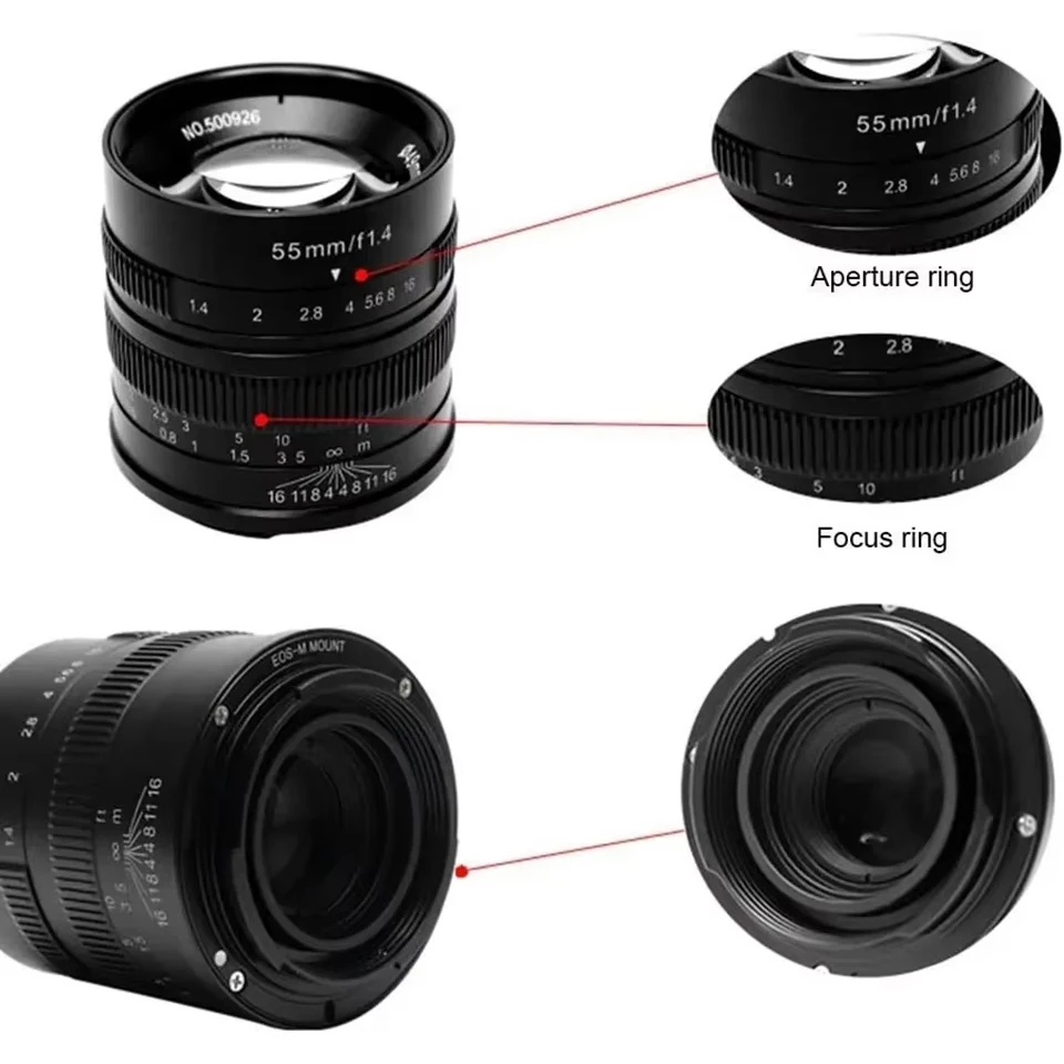 7artisans APS-C 55mm F1.4 대구경 수동 초점 미러리스 카메라 렌즈 ( E, 후지필름 XF 마운트, 인물 사진 촬영용)