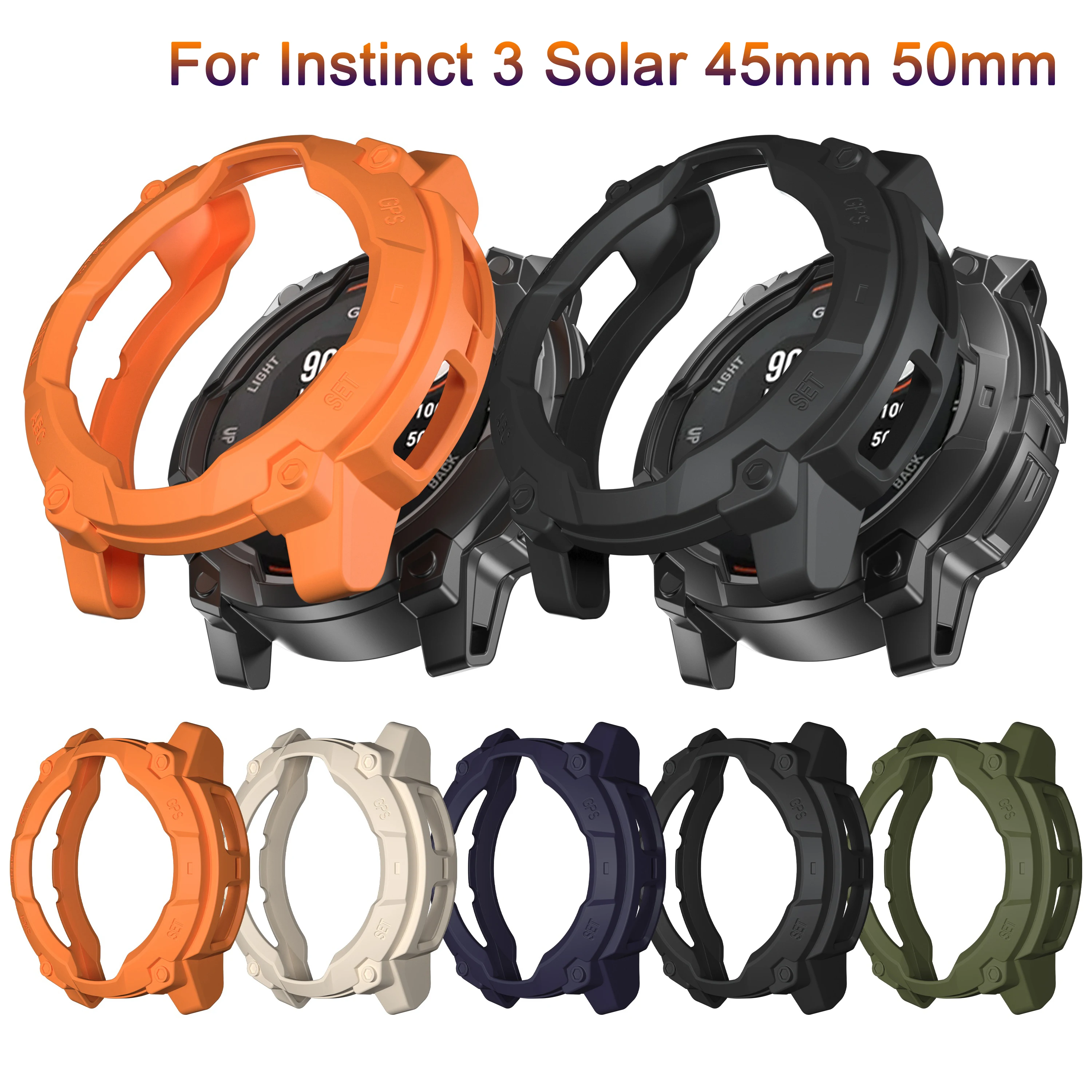 Durable Soft Silicone TPU Protective Cover for Garmin Instinct 3 Solar Watch Accessories