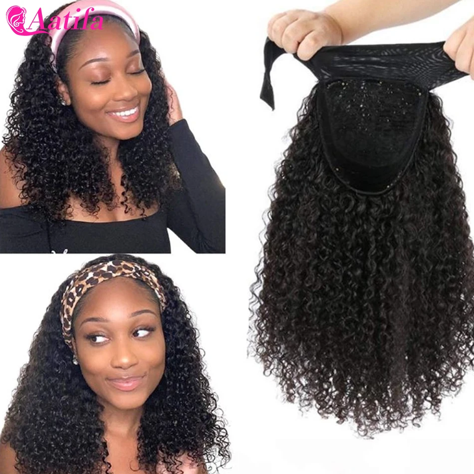 Short Headband Wigs Human Hair Malaysian Kinky Curly Human Hair Wigs Full Machine Headband Wigs For Women Curly Hair Wig 30 Inch