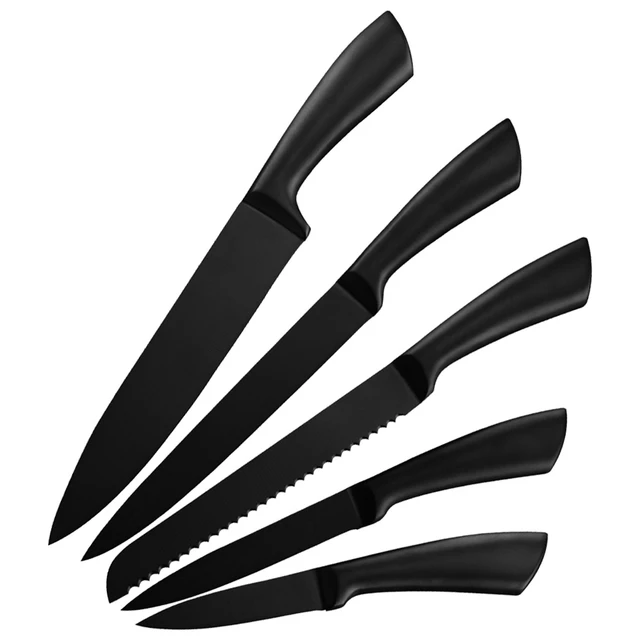 Sowoll Black Knives Set Professional 5Pcs Stainless Steel Chef Slicing  Bread Utility Paring Knife Sharp Blade Cool Kitchen Knife - AliExpress