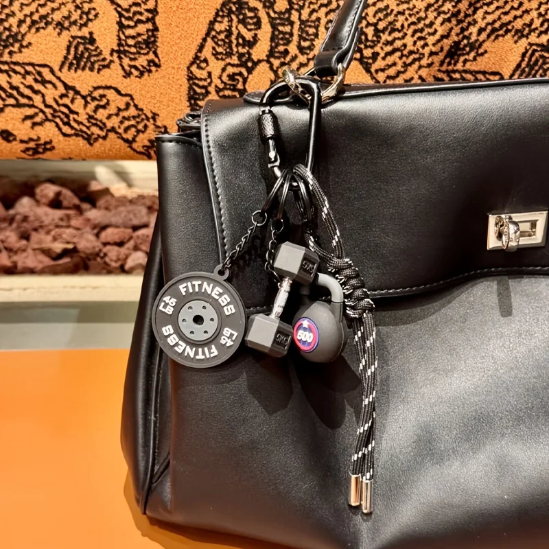 Sports Fitness Bag Pendant Backpack Decoration Gift Keychain Mobile Phone Lanyard Colorful Rope Cute Mini Dumbbell Bag Charms
