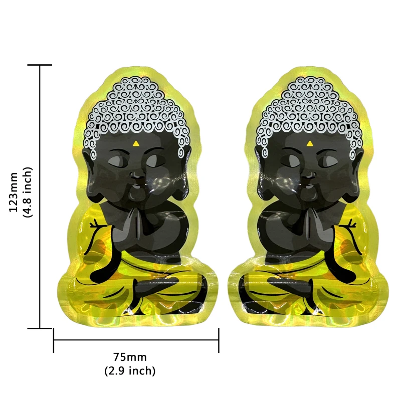 Mylar Bags Holographic Mylar Bags Holographic Storage Bag Holographic Bags Buddha Bag Small Shape 7.5x12.5cm 100 pcs 1-3.5g Mylar Bags Holographic Zipper Bag Smell Proof Zip lock Pouch Small Bags