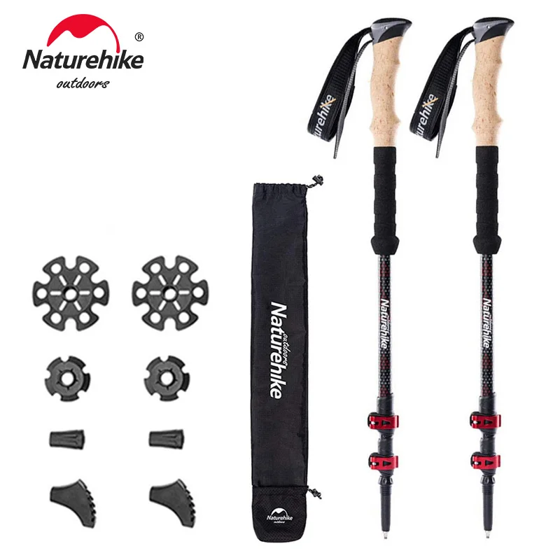 Naturehike Trekking Poles Carbon Fiber Walking Stick For Tourism Collapsible Telescopic Sticks Hiking