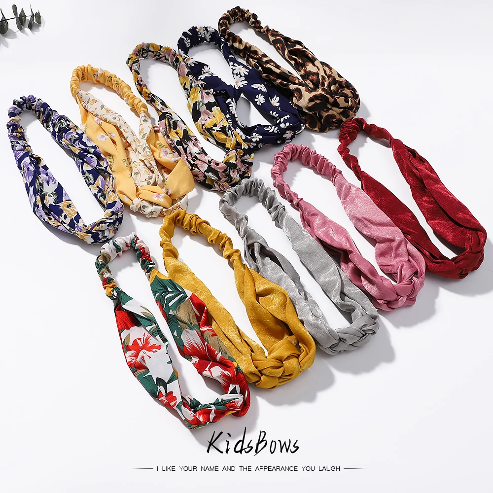 Leopard Headbands Vintage Girls Cross Turban Bandage Bandanas Hair Accessories Knitted Women Summer Bohemian Elastic Hair Bands