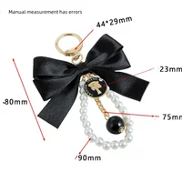 Grand nœud papillon à la mode, chaîne de perles, pendentif de voiture pour femmes, fourre-tout, ornement suspendu 2