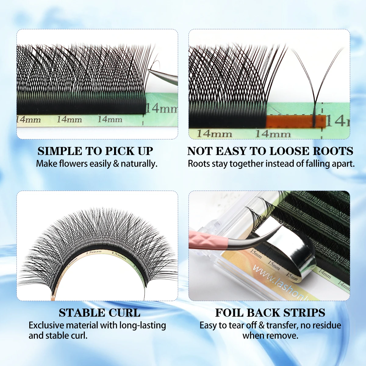 Lashonly YY Shape Blue Purple Brown Eyelash Extension Soft Natural Synthetic Mink Hand Woven Premium Colored Mesh Net Cross Lash 5