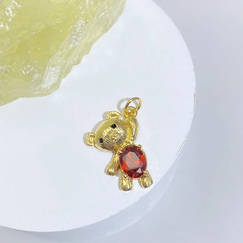 Cute Bear Pendant Jewelry Making DIY Bracelet Necklace Earrings Accessories Gold Stainless Steel Fashion Popular Charm