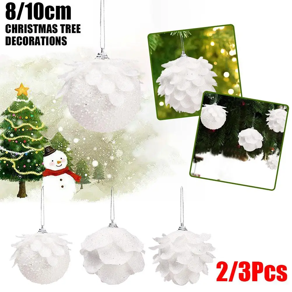 

10/8 см Белый Рождественский шар, рождественская елка, висячая пена, Свадебный Рождественский дом 2024, Рождественский шар, украшение O6u0