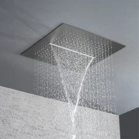 ระบบฝักบัวอาบน้ำทองเหลืองสีเทาแบบหรูหราพร้อมจอแสดงผล LED แบบดิจิตอลอุณหภูมิคงที่3ฟังก์ชั่นก๊อกน้ำในห้องน้ำ 6