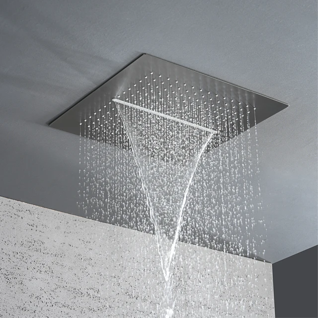 ระบบฝักบัวอาบน้ำทองเหลืองสีเทาแบบหรูหราพร้อมจอแสดงผล LED แบบดิจิตอลอุณหภูมิคงที่3ฟังก์ชั่นก๊อกน้ำในห้องน้ำ 6