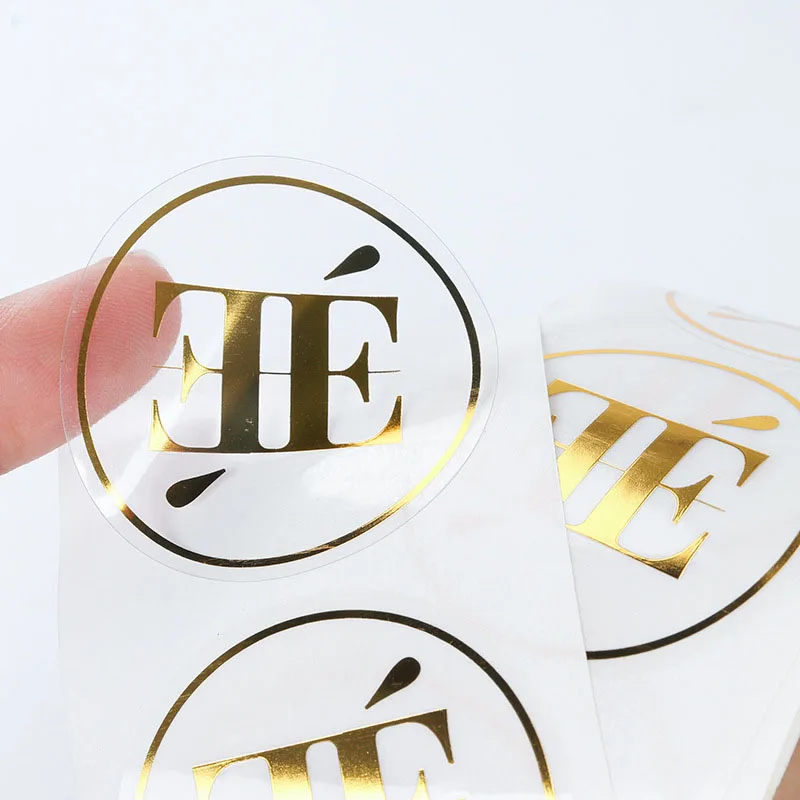 100pcs/Lot Personalized Custom Logo Stickers Clear Transparent Gold Foil  Silver Business Logo Stickers Wedding Stickers