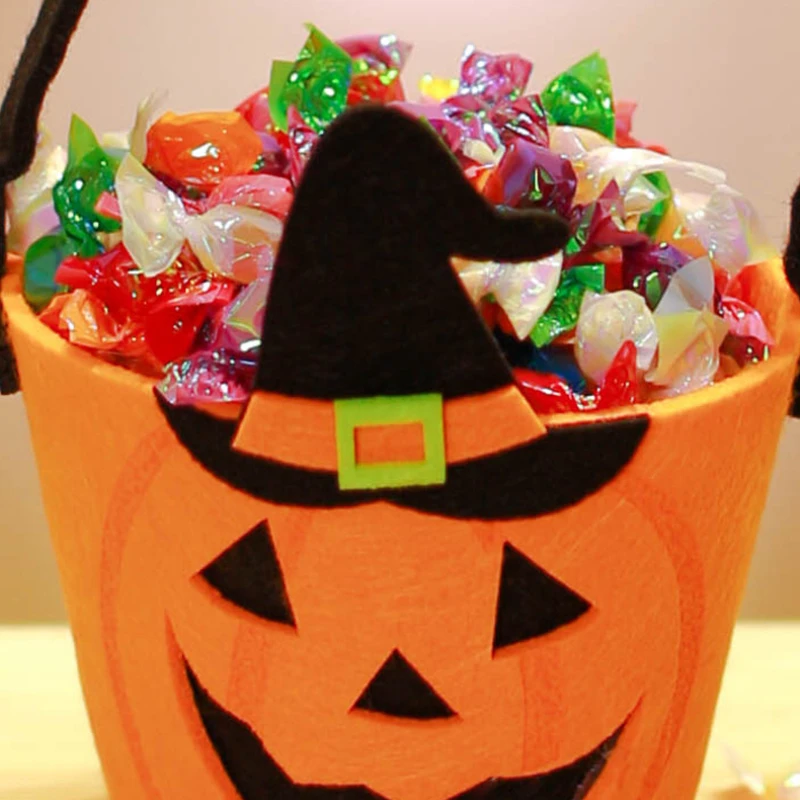 Halloween Theme Candy Bucket Bag Portable Candy Basket Kids Trick or Treat Bucket Halloween Party Decoration Supplies