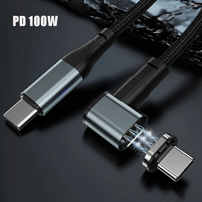 Cabo Magnético do Ângulo do tipo c do Carregamento Rápido de 24pin 100w pd com a Microplaqueta de Emarker 2m Tipo-c para o Portátil Usbc do Macbook Pro - Image 4