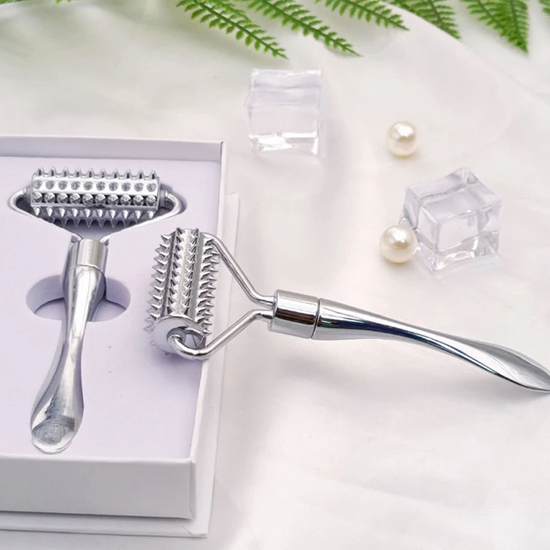 

Stainless steel pointed roller spatula massage ball stone face roller massager to improve neck facial beauty skin care tool
