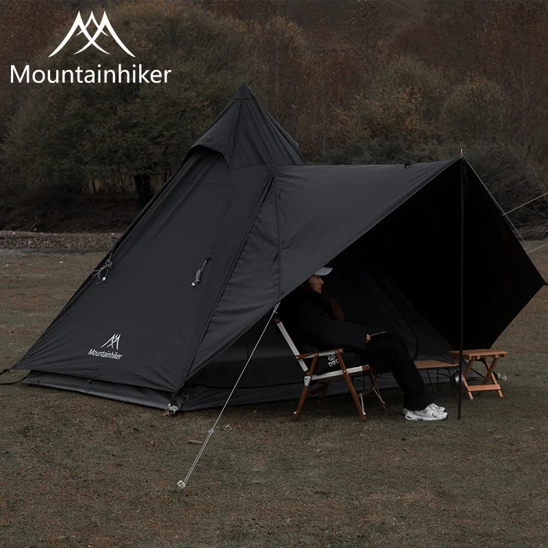Mountainhiker Luxury Waterproof Polyester Large Tents Shelter Outdoor  Camping Spire Yurt High Quality Indian Pyramid Black Tent