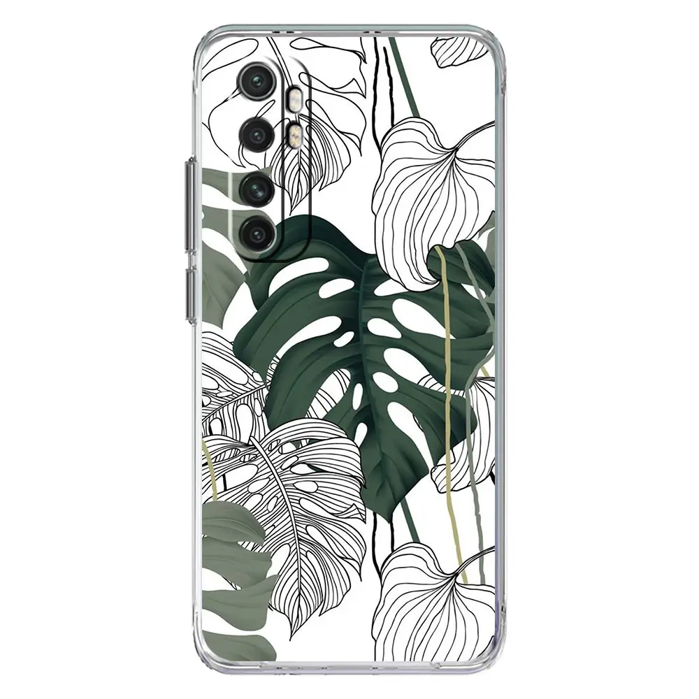Clear TPU Phone Case with Monstera Green Leaf Design