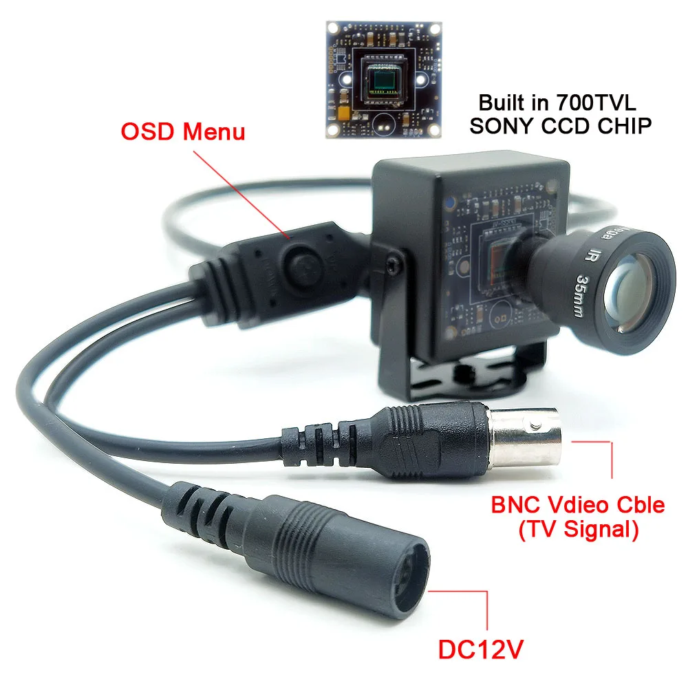 700TVL ccdカメラosdメニューケーブルと長焦点レンズ5MP 35