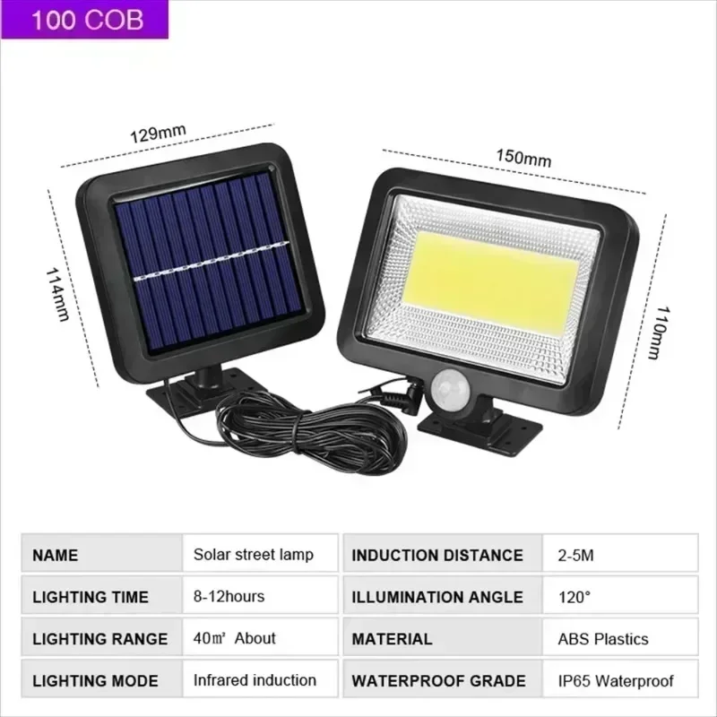 COB LED Solar Light Outdoor PIR Motion Sensor Waterproof Wall Emergency Street Light Garage Lighting Patio Security
