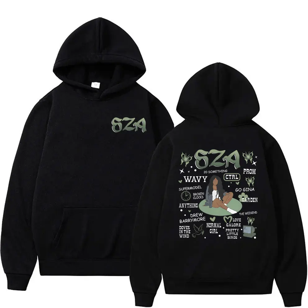 

New Rapper SZA Ctrl Double Sided Print Hoodie Men's Hip Hop Vintage Oversized Streetwear Male Fashion Casual Pullover Hoodies