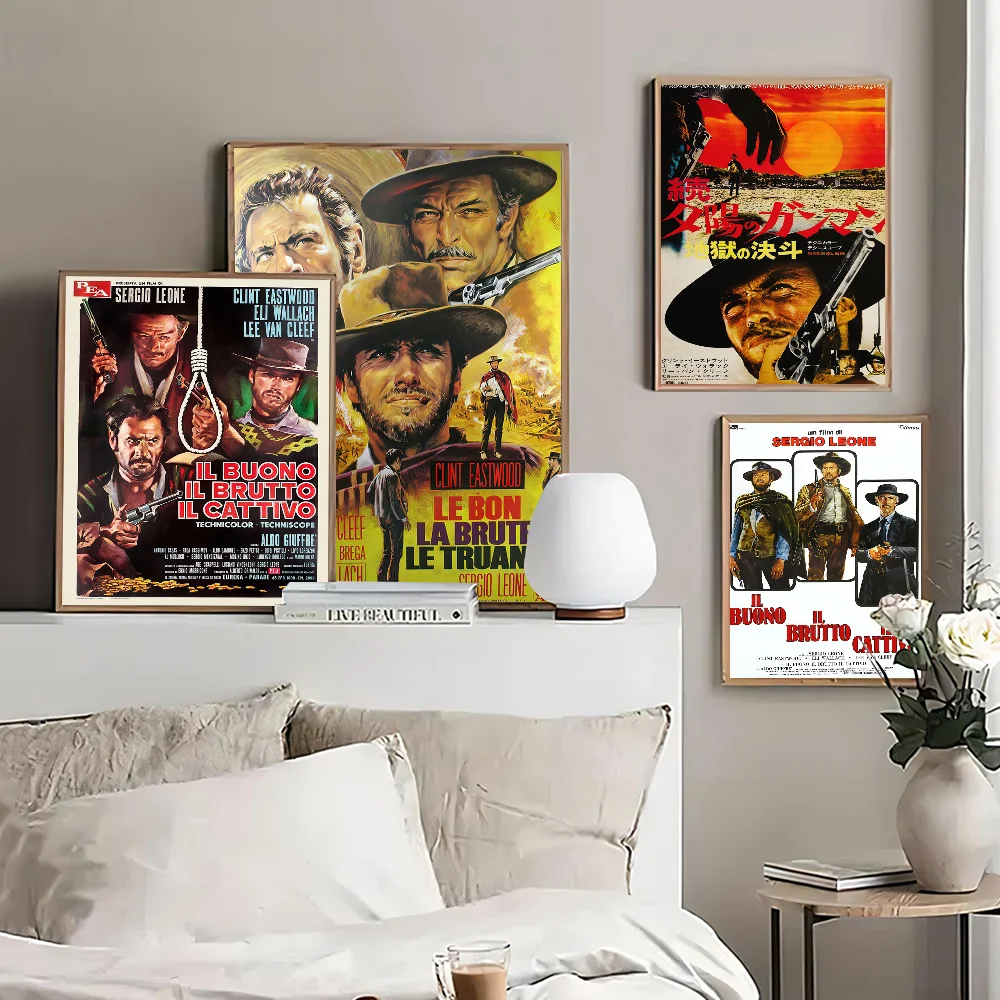 The Good the Bad and the Ugly Movie Poster Self-adhesive Art Poster Whitepaper Prints Posters Artwork Aesthetic Art Wall