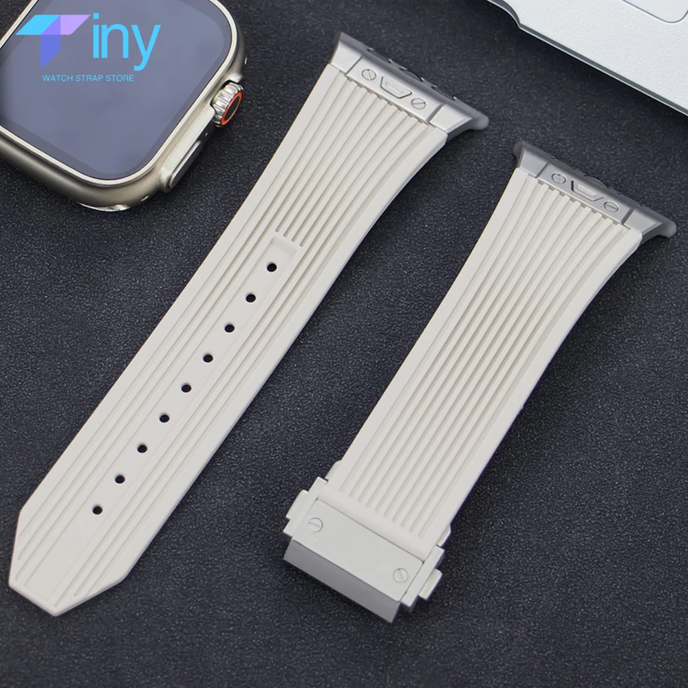애플 워치 밴드용 실리콘 스포츠 스트랩, 시리즈 9, 8, 7, 6, 5, 4 SE, 울트라 2/1, 49mm, 45, 44, 42, 41, 40, 38mm, 고무 팔찌 벨트