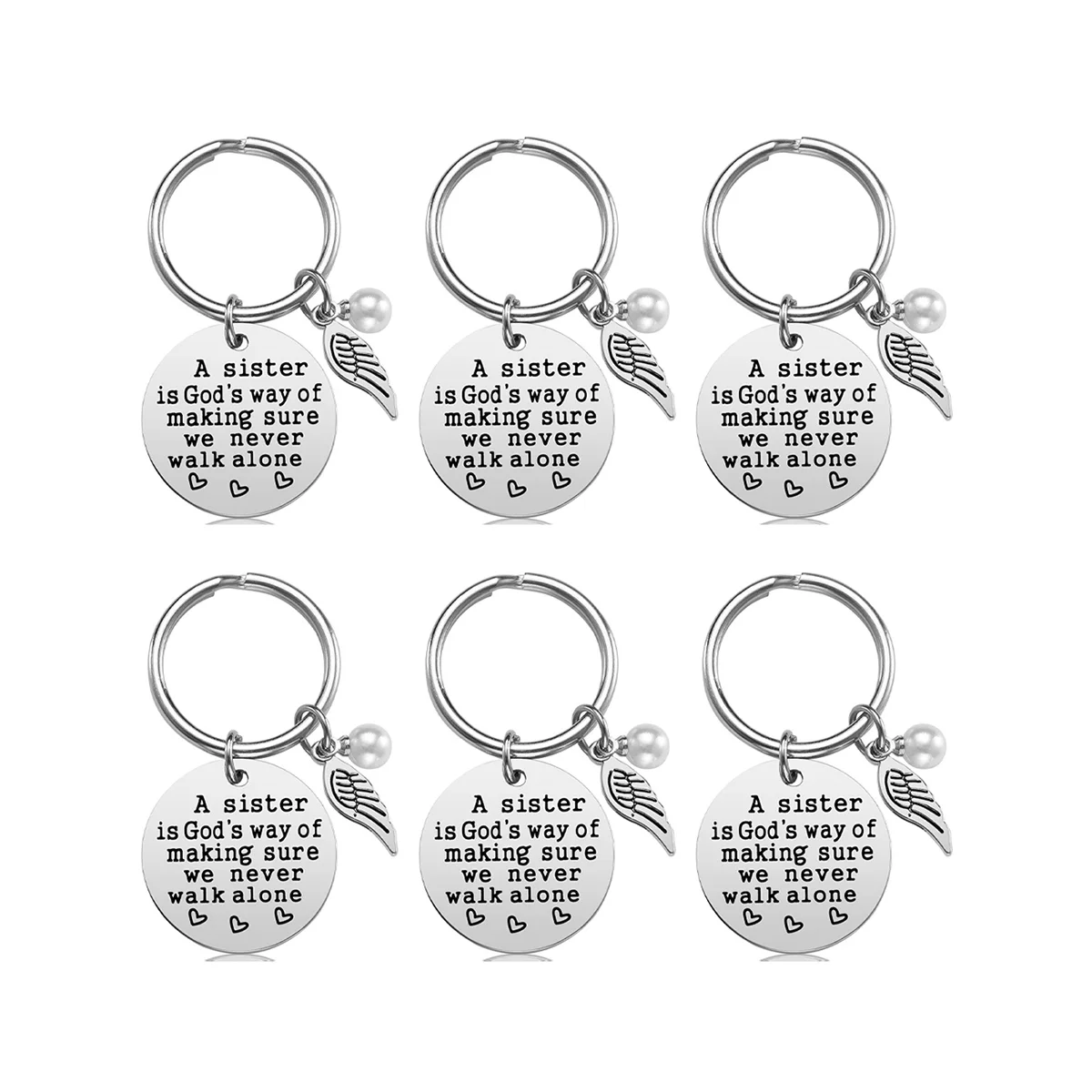 

6Pcs Sister Keychain Sister Gifts From Sister Friendship Christmas Birthday Gifts for Sisters a Sister is God's Way