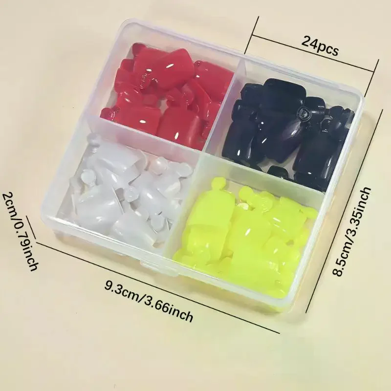96 Pcs 4 Grid Short Square False Toenails Full Cover Acrylic Artificial Foot Nail Tips Wearable Nail Art Extension For DIY Nail
