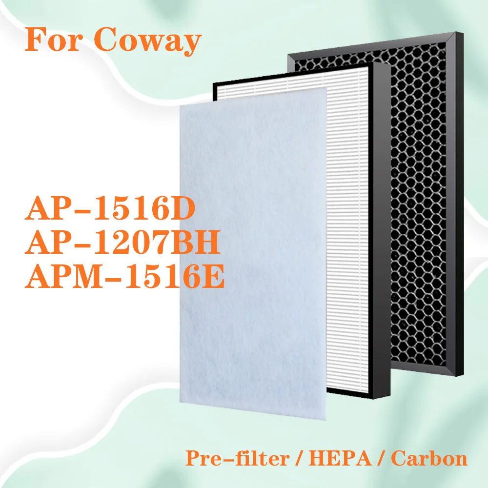 

For Coway Air Purifier Storm AP-1516D AP1516D AP-1207BH APM-1516E Replacement HEPA and Activated Carbon Deodorizing Filter