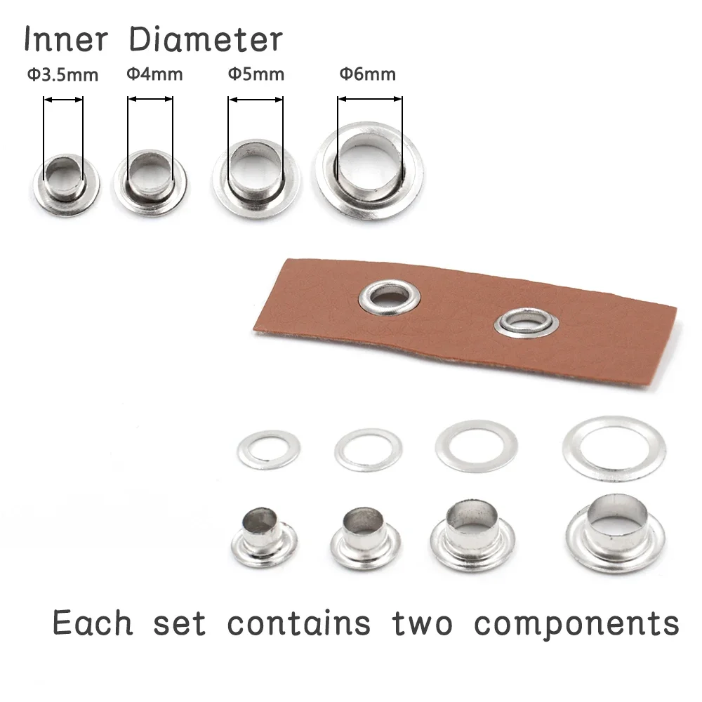 Eyelet Grommet Ring Kit 5000Sets Metal With Washers 3.5mm 4mm 5mm 6mm For Clothing Craft Sewing