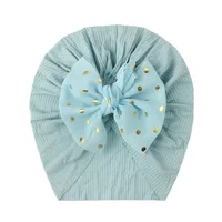 New Bow Baby Indian Caps Solid Color Soft  Elastic Bowknot Newborn Boy Girl Turban Caps Headwear Kids Accessories Photo Props 5
