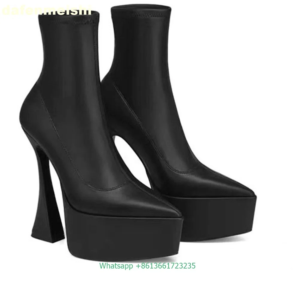 Women's Boots Fashion Pointed Toe Martin Boots Heels Cool Boots Wild Heels Sexy Shoes Botas