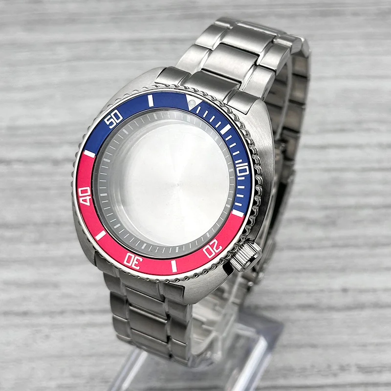 Silbernes 6105 6309 Turtle Abalone Uhrengehäuse mit Saphirglas, passend für NH35 NH36 4R35 7S Uhrwerke, 28,5mm Zifferblattgehäuse, modifiziertes Teil – Detail 3