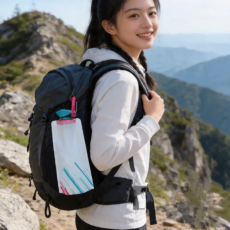 0.7L 접이식 수분 보충 물 주머니 가방, 누수 방지 스포츠 물 주머니, 러닝, 사이클링, 하이킹, 음악 축제, 야외 음용