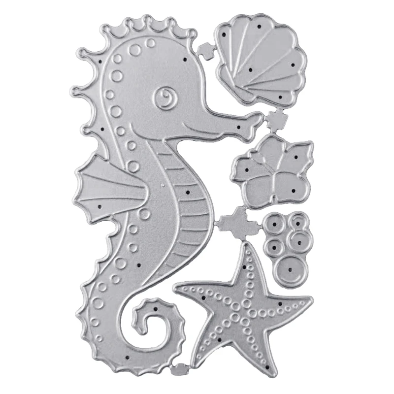 

Seahorse for Shell Metal Cutting Dies Stencil DIY Scrapbooking Album Paper Card Template Mold Embossing Decor