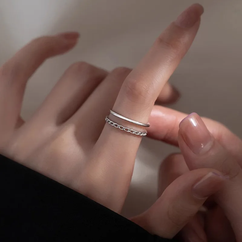 

VENTFILLE 925 Sterling Silve Double Layer Extremely Fine Ring For Women Girl Geometric Korean Simple Jewelry Gift Dropshipping