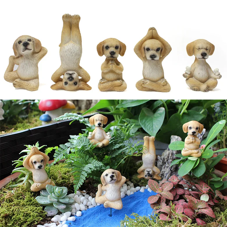 

5pcs Yoga Dog Statue Buddha Meditation Dog Miniature Home Garden Decoration Plants Flowerpot Window Terrace Balconies Ornaments