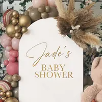 Baby Shower Party สติกเกอร์ไวนิลกระจกแชมเปญทองที่กําหนดเองชื่อสติกเกอร์สําหรับวันเกิด Baptism Baby Shower ฉากหลังตกแต่ง 1