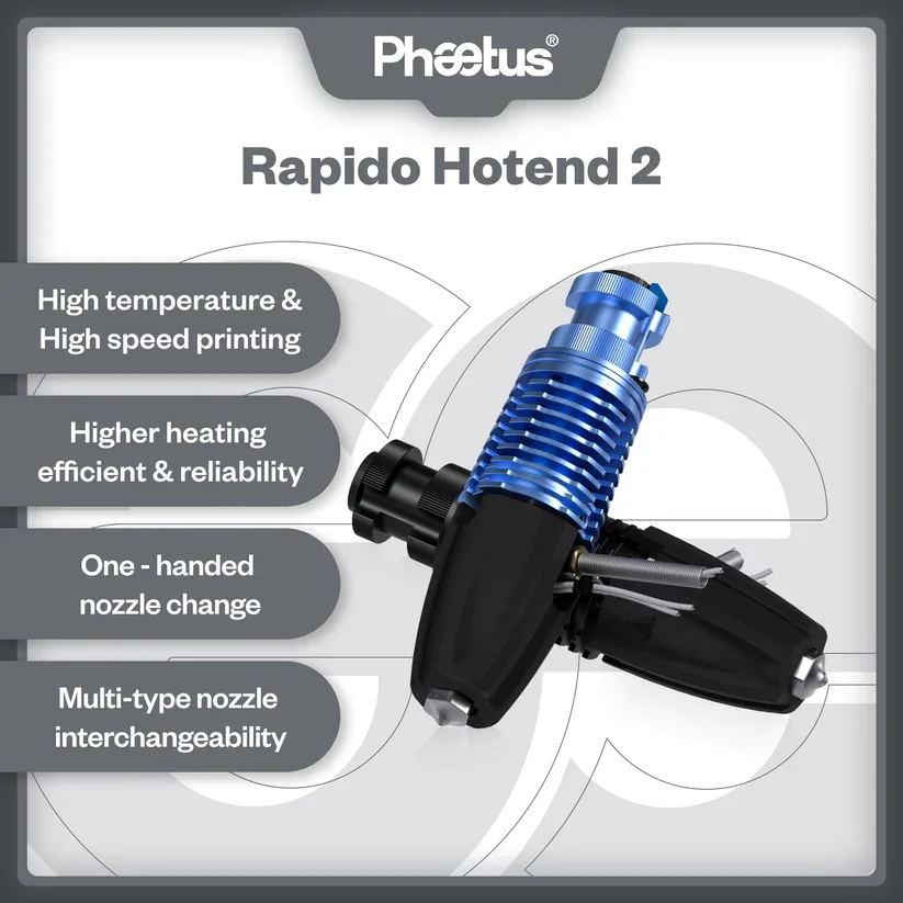 

Trianglelab Phaetus RAPIDO HOTEND 2 High Flow RAPIDO V2 104GT-2/PT1000 for VORON DDE DDB extruder Ender3 V2 CR10 V3 115W