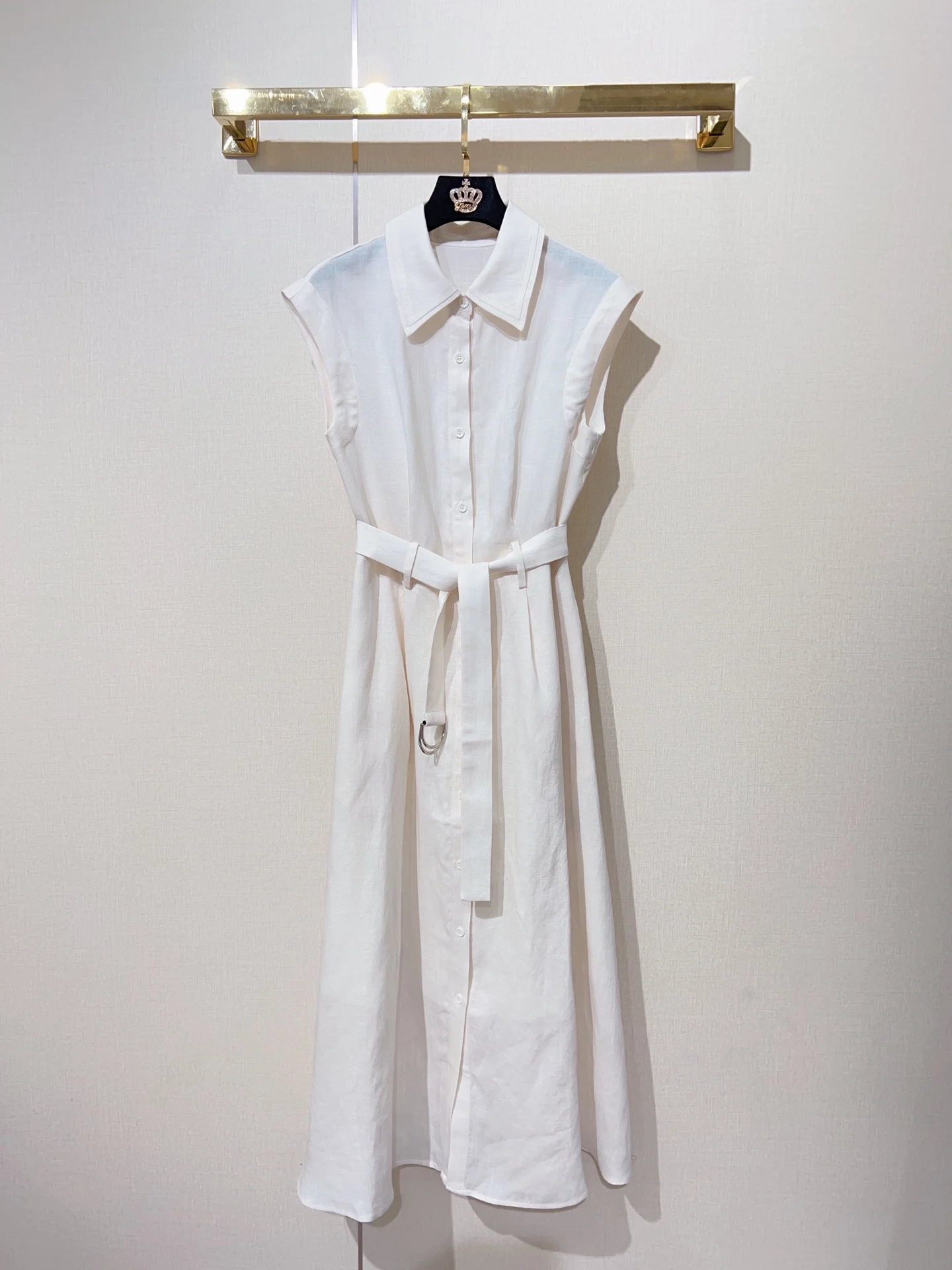 ZJYT Women's Summer Casual Dress 2026 New Fashion Sleeveless Single Breasted Linen Shirt Midi Dresses Elegant Vestidos Female 6