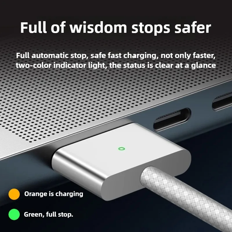 140W PD Cable For Magsafe 3 Magnetic Cable For Macbook Pro Air 13 14 16 M1 M2 LED Indicators Fast Charger Cord Adapter
