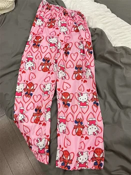 2025 Nuovo Hello Kitty Spider-man 3D Pantaloni del pigiama allentati Donna Uomo Cartoon Sonno Pantaloni lunghi per pantaloni moda autunno Kid/Adulto 1